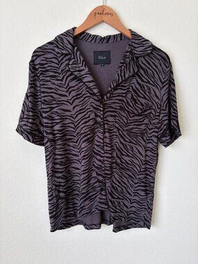 Rails Pajama Top Womens Medium Gray Nessa Charcoal Tiger Animal Print Lounge M